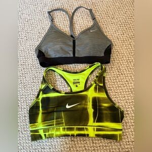 Nike Women's Sports Bra Duo - Gray and Neon Yellow